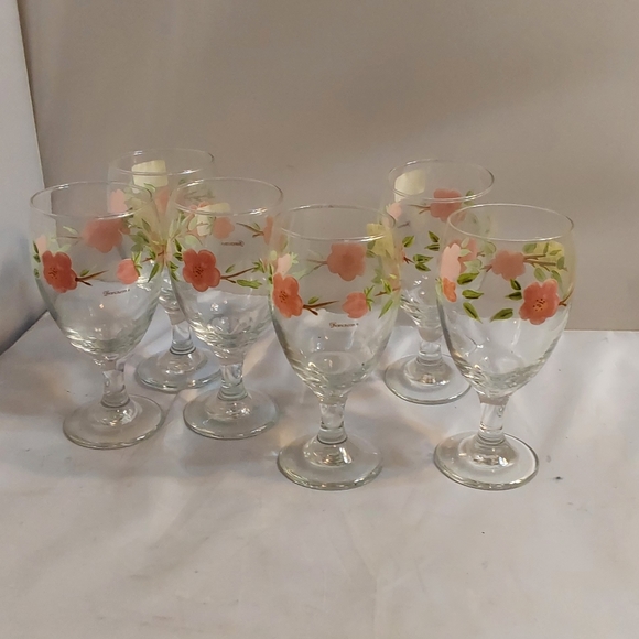 FRANCISCAN DESERT ROSE 12 OZ SIGNATURE STERM WARE ICED TEA GLASS SETBOF 6